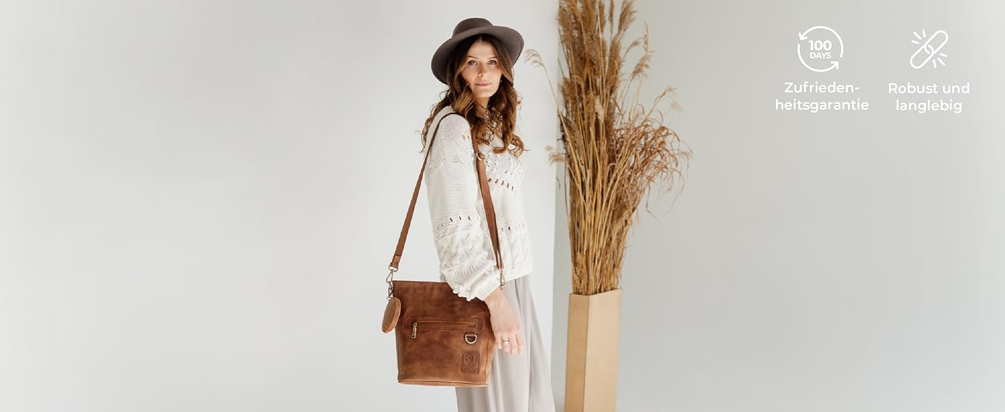 Сумка жіноча через плече Berliner Bags Siena вінтажна шкіряна бежева (Camel) середнього розміру