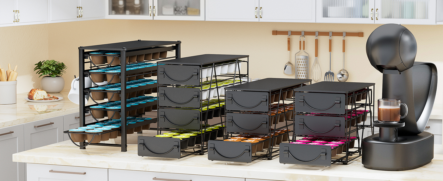 Тримач для капсул кави Dolce Gusto, органайзер на 70 капсул, 5-ярусний металевий ящик з тихими направляючими та антиковзними ніжками
