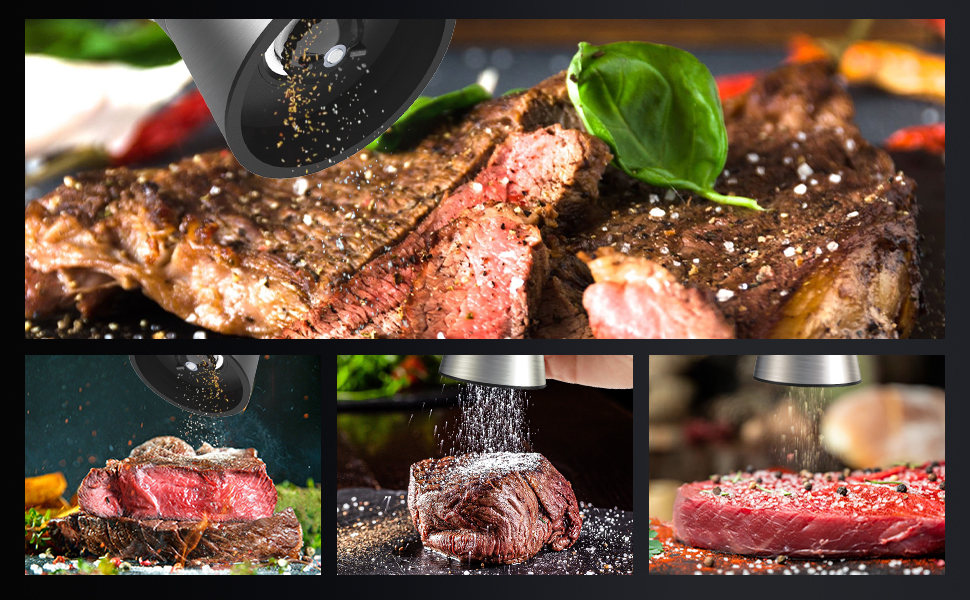 Набір меланець для солі та перцю KitchenBoss з керамічним жорном, з нержавіючої сталі, для солі, перцю, чилі (без наповнювача)