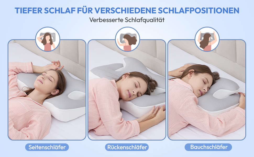 Ортопедична подушка для шиї з memory foam 60x40 см: комфортна та ергономічна подушка для сну на спині, боці та животі з знімним чохлом