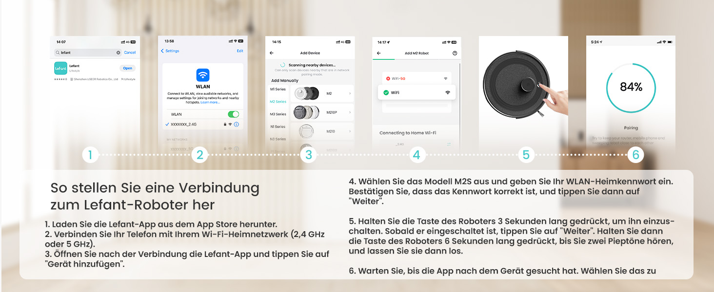 Робот-пилосос LEFANT M210PG з пультом дистанційного керування, потужність 2200Pa, для видалення шерсті тварин, з базою для зарядки, сумісний з Alexa та керуванням через додаток, час роботи 120 хвилин