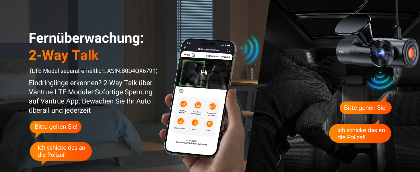 Відеореєстратор VANTRUE N4 Pro S 4K STARVIS з GPS, 3 канали (4K+1080P+1440P), WiFi 5GHz, паркувальний режим 24/7, голосове керування, IR нічне бачення, LTE (опціонально)