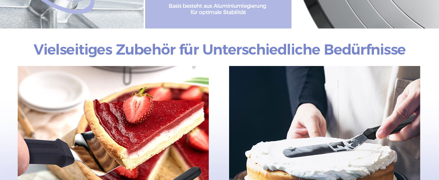 Ohuhu Поворотна платформа для тортів, 30 см, алюмінієвий сплав, з 2 шпателями та 3 скребками для декорування та випікання, подарунок для кондитерів, срібна