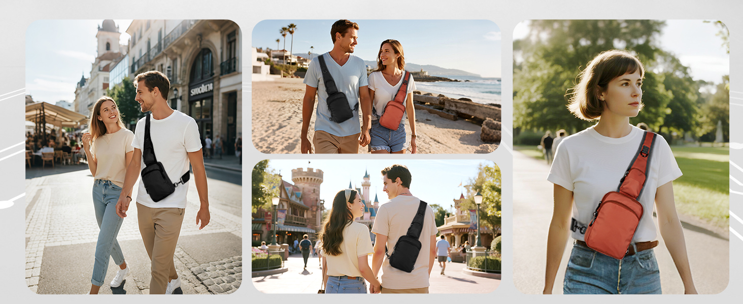 Чоловіча/Жіноча нагрудна сумка через плече Anti Diebstahl, чорна, водовідштовхуюча, з RFID-блокуванням