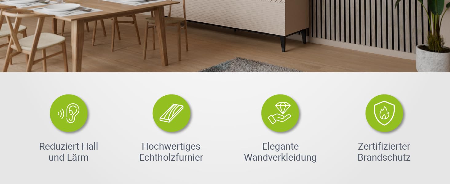 Акустичні панелі Juskys для стін, набір 4 шт (2,88 м²), 120x60 см, шумопоглинаючі декоративні панелі від луни та шуму, колір Дуб (Світлий натуральний дуб)