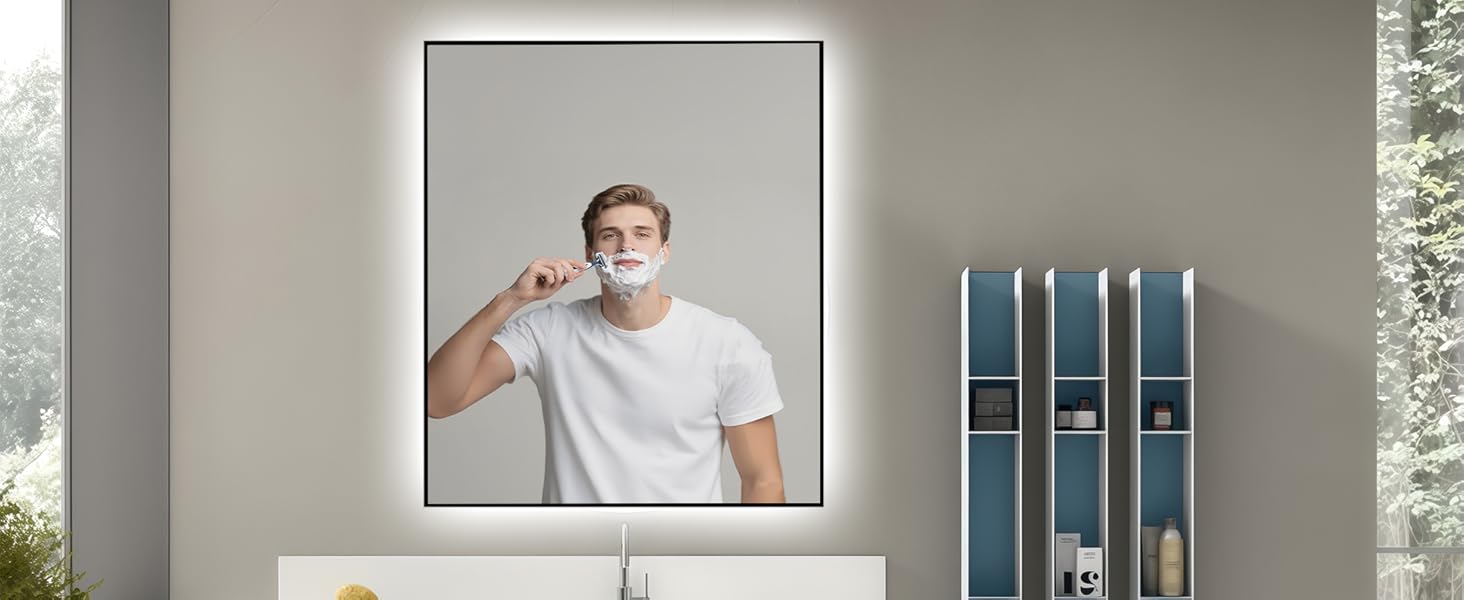 LED дзеркало для ванної кімнати 45x65 см з підсвічуванням, IP54, 6500K, прямокутне, енергозберігаюче, біле