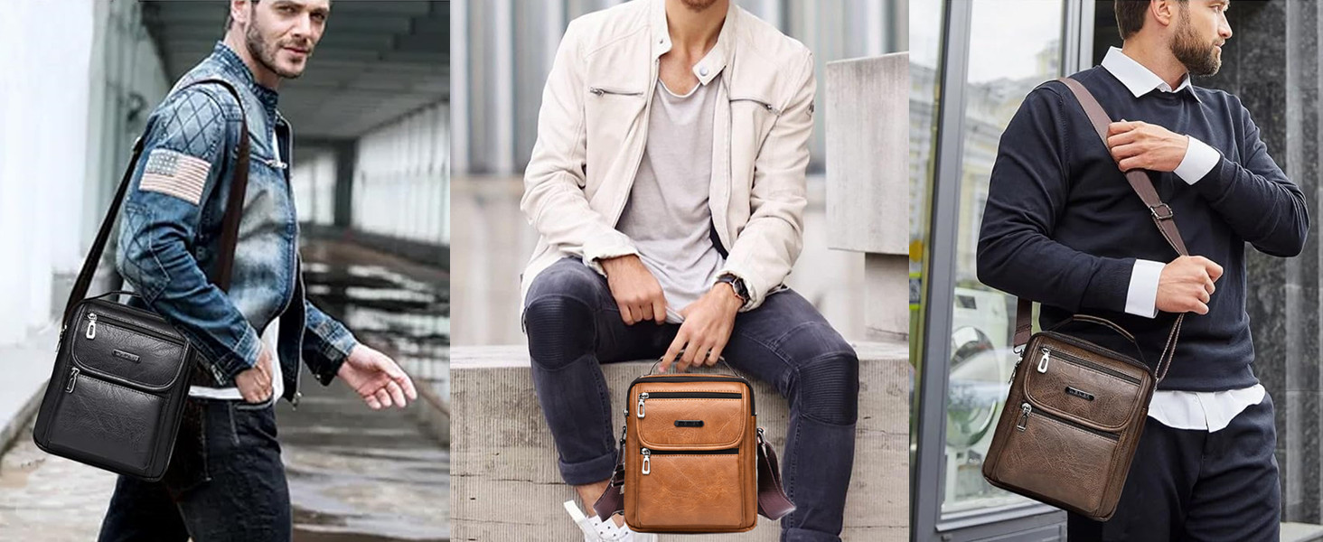 Чоловіча шкіряна нагрудна сумка-слінг, водонепроникна, для подорожей, велоспорту та кемпінгу (темно-коричнева)