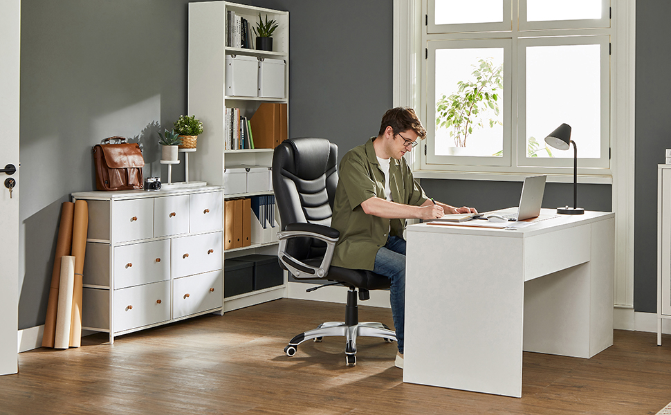 Крісло офісне SONGMICS, ергономічне, регульоване, чорне, OBG21B, 52 x 53 x 122 см