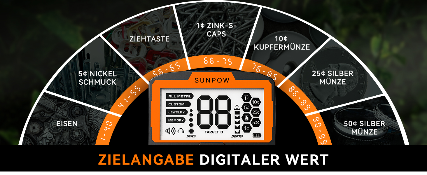 Металодетектор SUNPOW для дорослих та дітей, LCD-дисплей, водонепроникний IP68, антиінтерференційний, професійний, легкий