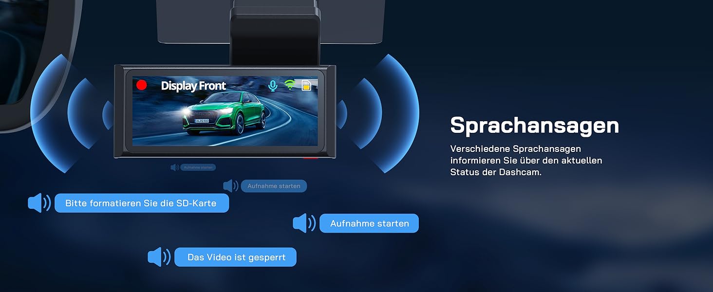 Автомобільний відеореєстратор WOLFANG 4K з WiFi, передня та задня камери, 3