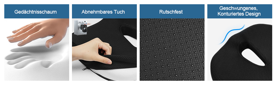 Подушка для сидіння Ainiv, ергономічна подушка з Memory Foam для офісного крісла, інвалідного візка, автомобіля (чорна)