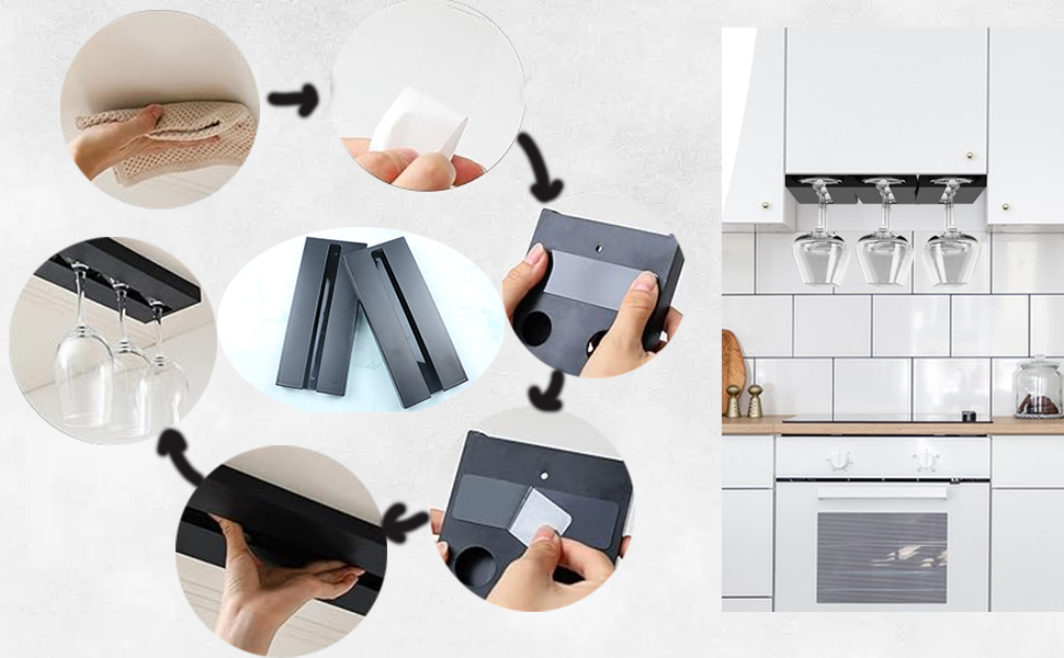 Тримач для келихів вина Vastsea (2 шт.), чорний - для дому, ресторану, бару