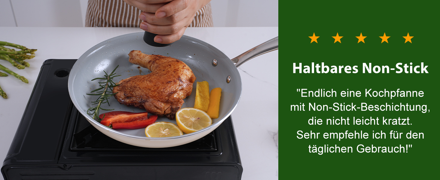 Набір сковорідок з керамічним покриттям 20, 24, 28 см - антипригарні, для індукційних плит, без PTFE, PFOA, PFOAS