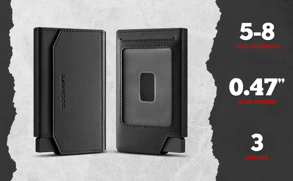 Чоловічий мінімалістичний гаманець Dugraft з віконцем для ID, RFID-захистом, на 5-8 карт та гроші, чорний