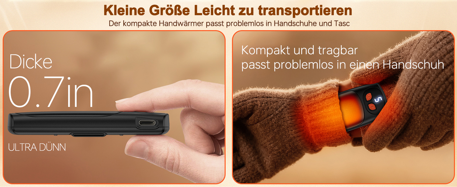 Електричні грілки для рук 2 шт. з LED-дисплеєм та 5 рівнями нагріву, USB-C, ідеальні для гольфу, кемпінгу, походів, зимових видів спорту, чорні