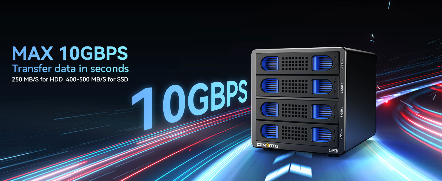Корпус для жорстких дисків 10Gbps з алюмінію Dual Bay з вентилятором для 2.5/3.5 SATA HDD/SSD з USB A/C 3.2, Hot Swappable, Daisy Chain, без інструментів, DAS (не RAID/NAS)