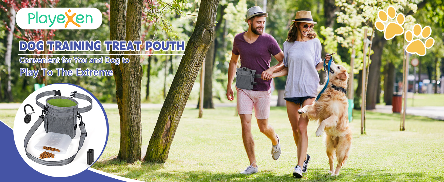 Набір для собак: сумка для ласощів, клікер, диспенсер для відходів, сумка на пояс (сіро-зелений внутрішній кишеньковий відсік)