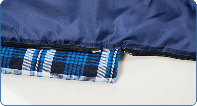 Cotton Flannel Double Sleeping Bag for Camping, Hiking, and Backpacking - Queen Size 2 Person Waterproof Sleeping Bag for Adults & Teens - Lightweight Blue/Blue