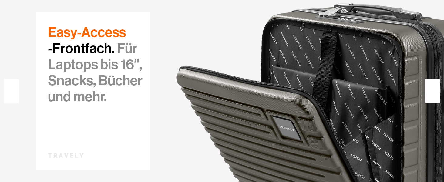 Чемодан ручної об'єм 55x40x23 см Travely Premium, розширюваний, з TSA замком та відділенням для ноутбука, 41-50 л, сірий