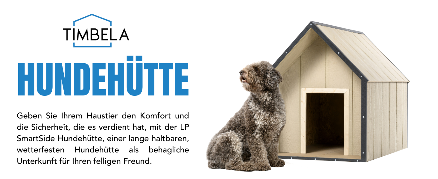 Будка для собак Outdoor маленьких порід – дерев'яна будка для собак, водостійкий дах 76 x 99 x H80 см, розмір S, Timbela M401-1 розмір M, 76x99xH80cm, натуральне дерево (розмір L, 80x118xH94cm, LP SmartSide дерев'яні панелі)