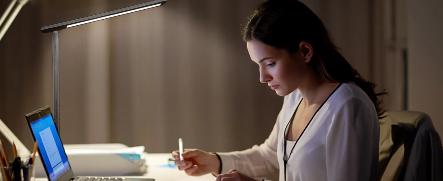 LED лампа настільна диммерна з USB, 5 кольорів та 5 рівнів яскравості, торчкова панель для читання, дитяча, для спальні, офісу, чорна