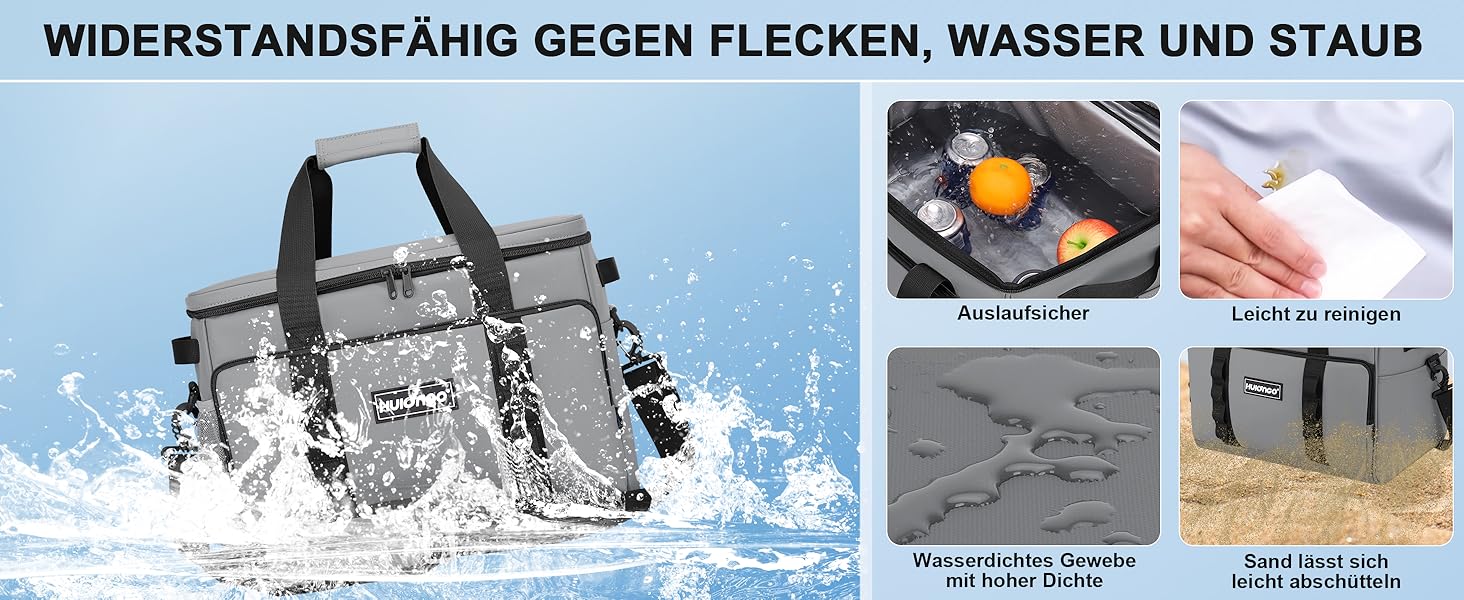 Термосумка велика 30л, водонепроникна, для пікніків, барбекю, пляжу, кемпінгу (сіра)