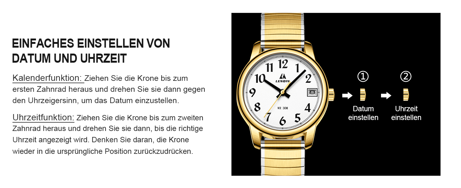 Жіночий годинник LN LENQIN: Водонепроникні годинники для жінок з нержавіючої сталі, кварцовий механізм, регульований браслет (сріблястий, золотий, білий)