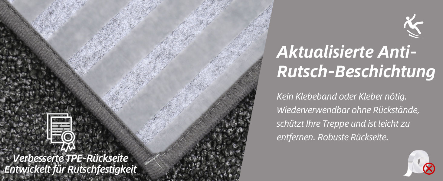 Ковзаючі сходи COSY HOMEER, 15 шт., 70 x 22 см, антиковзаючі, самоклеючі, машинне прання, 100% поліестер, TPE-підкладка, для дітей, літніх людей та домашніх тварин, сірий та білий