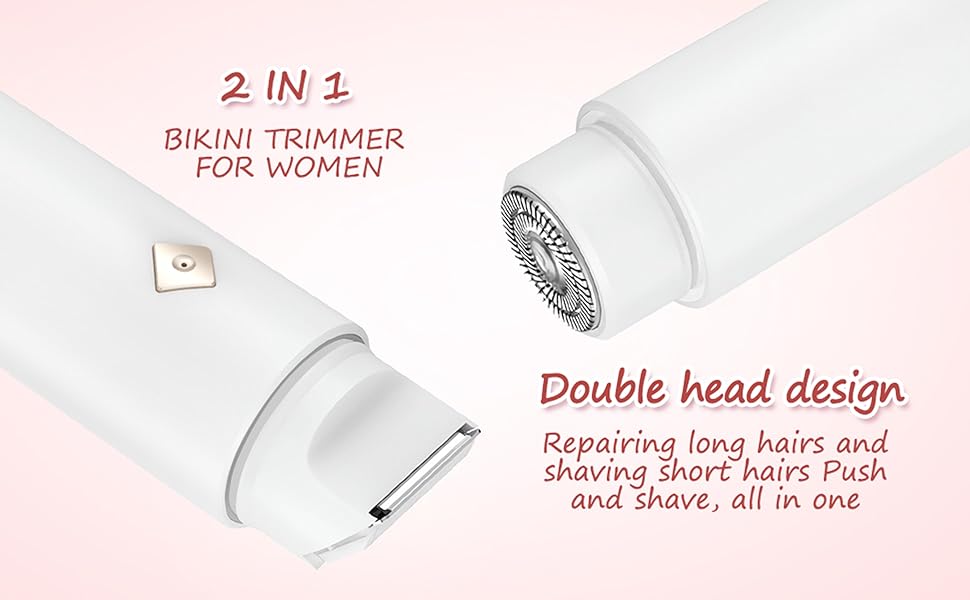 Електричний жіночий тример для тіла 2-в-1, IPX8, для бікіні-зони, обличчя та тіла, водонепроникний, для чутливої шкіри (білий)
