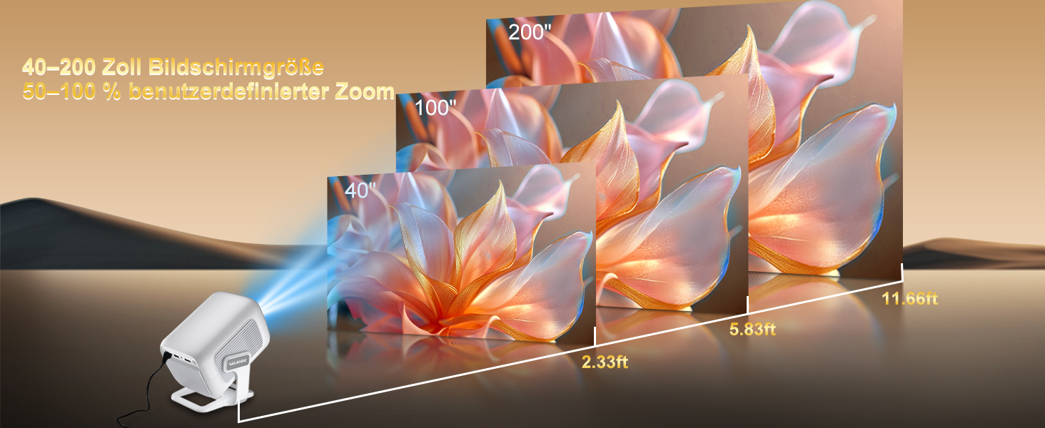 Mini проєктор Salange 2026,8K з Android, WiFi 6, Bluetooth 5.4, авто-корекція Keystone, портативний, для дому та на вулицю, 270° обертання, білий (Sala260max)