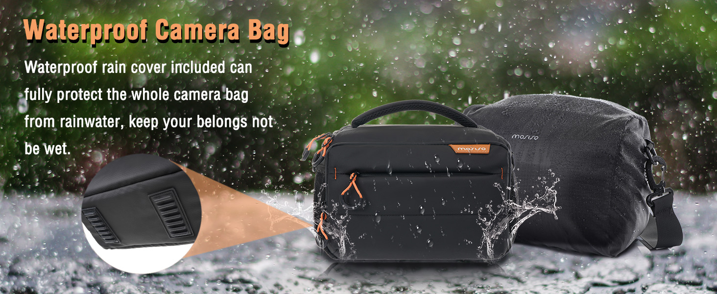 MOSISO Сумка для камери фотографа, водонепроникна сумка через плече для DSLR/SLR/беззеркальних камер Canon/Nikon/Sony, чорна