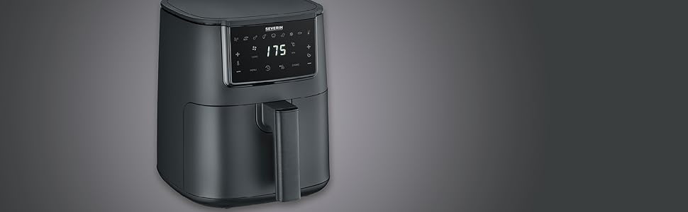 Фритюрниця Severin FryLight FR 2461: безжирова кулінарія, 1300W, 4L, чорний колір, 8 програм, Touch-Display, Warmhaltefunktion