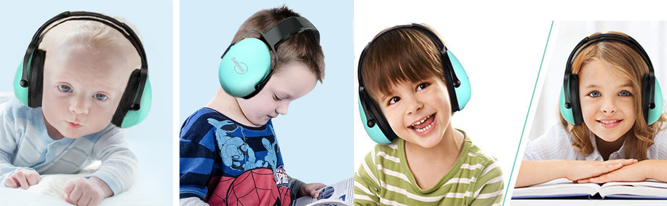 Навушники для захисту вух для малюків 0-2 роки - шумопоглиначі для літака, сну та повсякденного використання | Регульовані, м'які та легкі для новонароджених та малюків, (зелені)