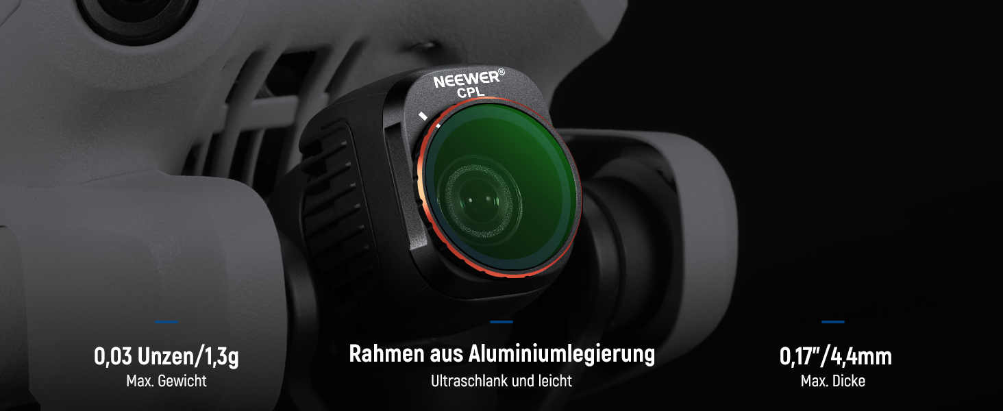Набір фільтрів NEEWER ND&CPL для DJI Mini 4 Pro: 6 шт. (ND8, ND16, ND32, ND64, ND128, CPL) з ультратонким рамкою. Фільтри для дрона з HD склом, комплект