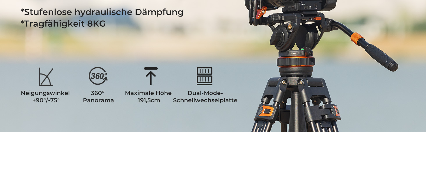 Штатив для камери K&F CONCEPT VA3+BV10: професійний відеоштатив з поворотним кріпленням, 184 см, для DSLR та відеокамер