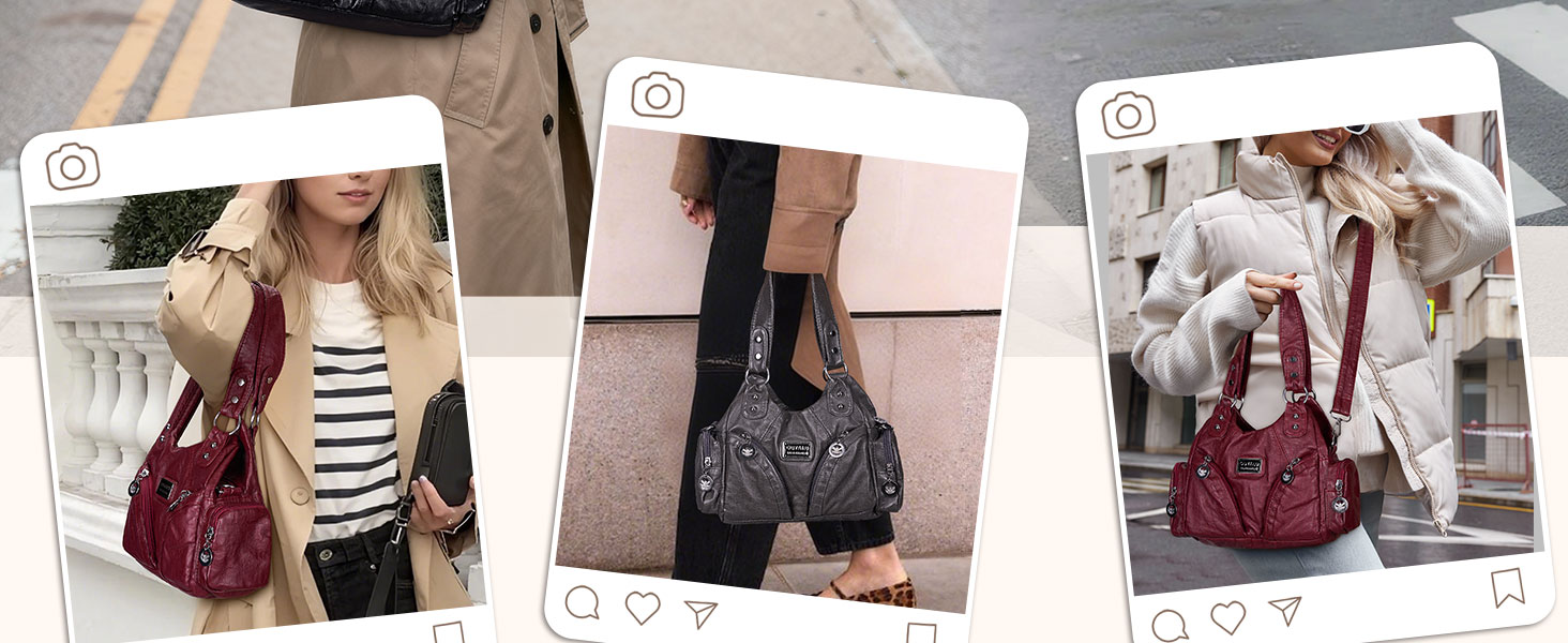 Сумка жіноча TIAASTAP Klein City Bag вінтаж чорна шкіряна через плече Hobo Bag з багатьма відділеннями