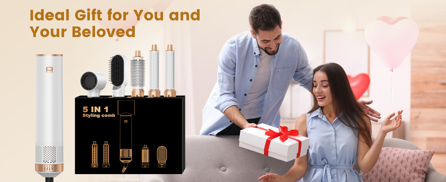 Набір для укладки волосся 6 в 1: фен-щітка, плойка, випрямляч, термощітка, фен, локони. 110000 об/хв.