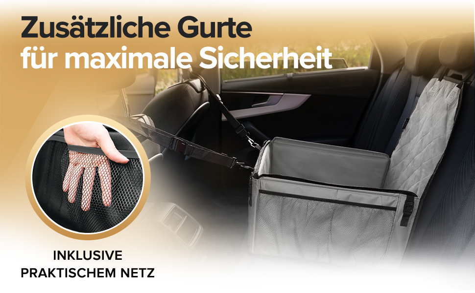 Extra Stable Dog Car Seat - Reinforced Walls & 5 Straps - Waterproof Dog Car Seat for Rear & Front Seat (Standard Size)