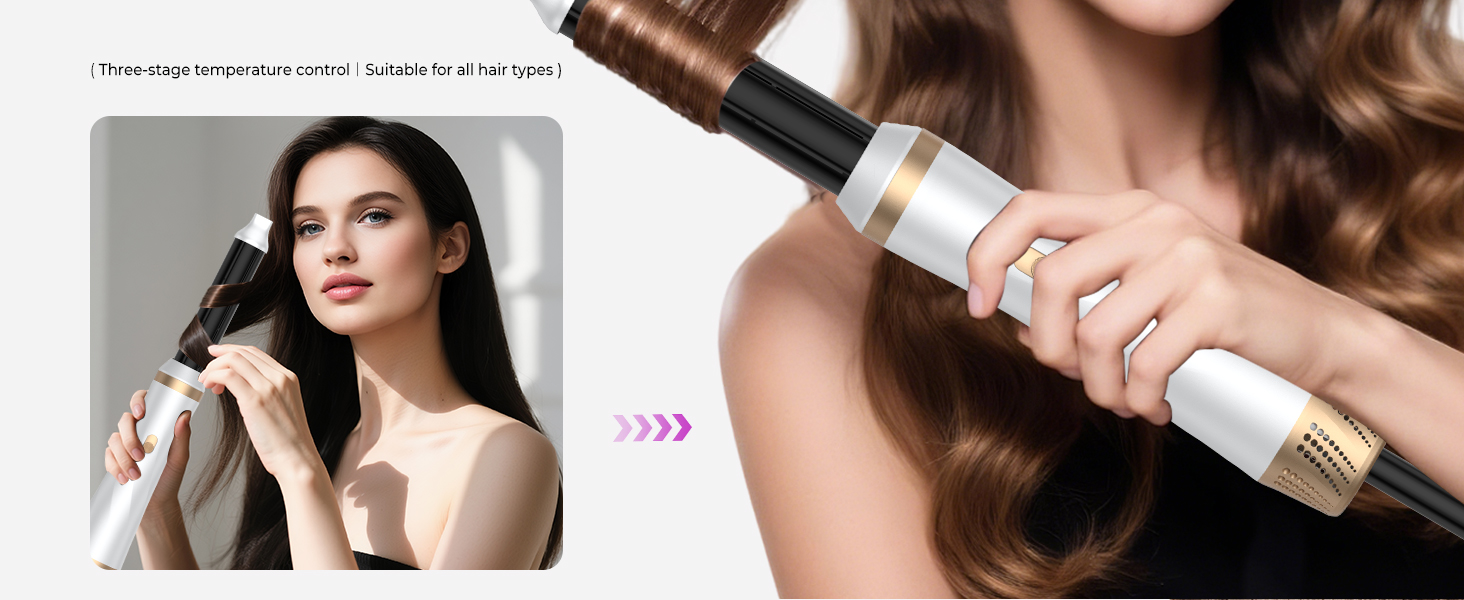 Мультистайлер для волосся 5 в 1 з термощіткою, фен-щіткою, круглою щіткою, плойкою та випрямлячем. Потужність 1000 Вт, 3 температурні режими. Ідеально для об'єму, випрямлення, локонів та сушіння. Білий (білий, рожевий)