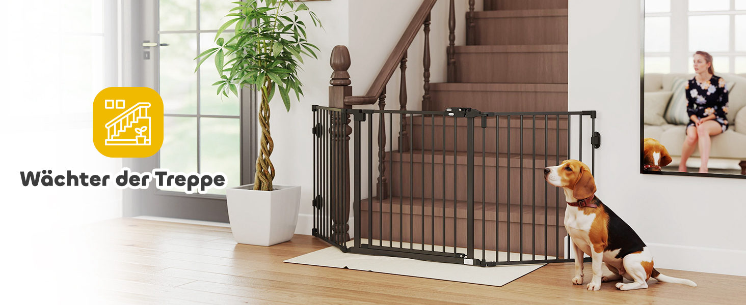 Захисне ґратка для собак PawHut - відбійник для дому, 3 панелі, чорний (202.5 x 76 см)