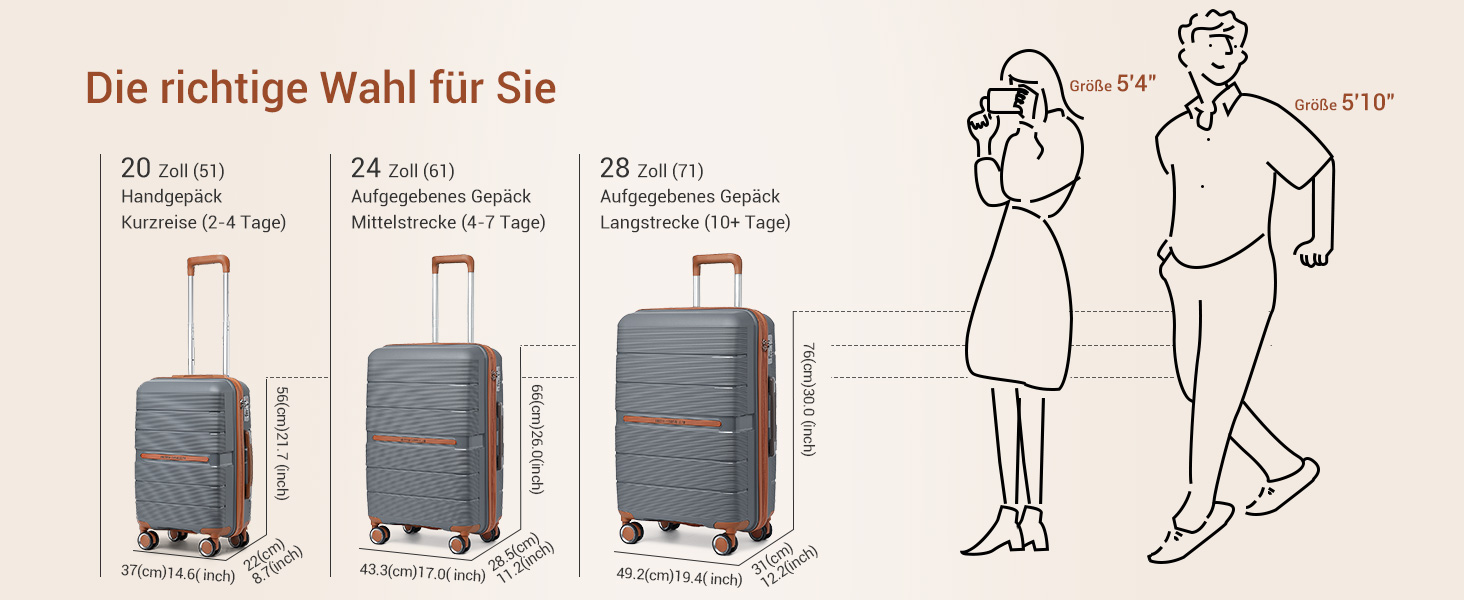 Чемодан British Traveller Mittelgroß: міцний валіза на 8 коліщатках з TSA-замком, 66 x 43.3 x 28.5 см (Сірий/Коричневий)