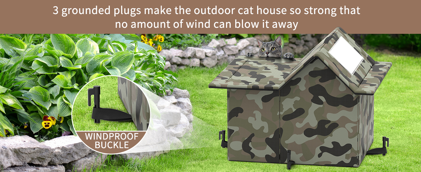 Кіт Будинок для вулиці, зимостійкий, знімні подушки, захист від холоду для котів, з дверними завісами, легко збирається, зелений, 33 x 38 x 43 см