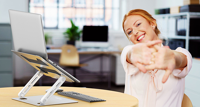 Adjustable Laptop Stand for Desk - 360° Rotating Base, Ergonomic Riser for MacBook Pro/Air, HP, Dell, Lenovo (10-17 inch)