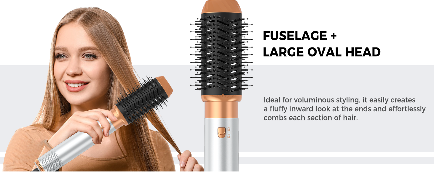 Фен-щітка 6 в 1 Airbrush Pro | Набір для укладки волосся - 1000W, круглі щітки, керлер, фен-щітка, фен, випрямляч | Для всіх типів волосся - блакитний (класичний білий)