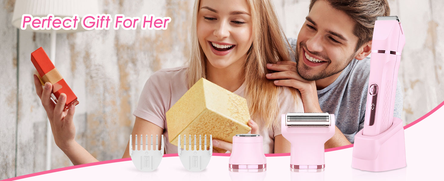 Електричний жіночий тример 3-в-1 MIFXIN для бікіні, тіла, обличчя. Вологостійкий IPX6. У комплекті: тример, епілятор, бритва. (Лідний/Рожевий)