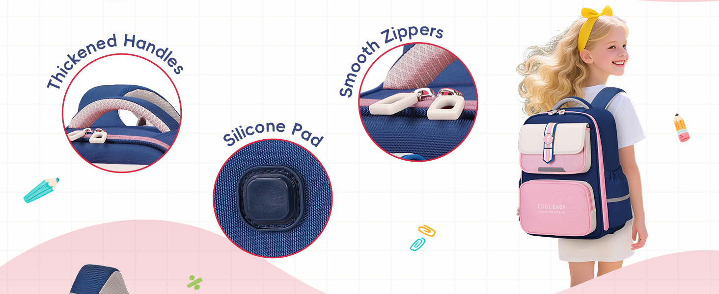 Дитячий рюкзак для школи (1-4 клас) з нагрудним ременем, для дітей 6-10 років, з відбиваючими елементами, фіолетовий