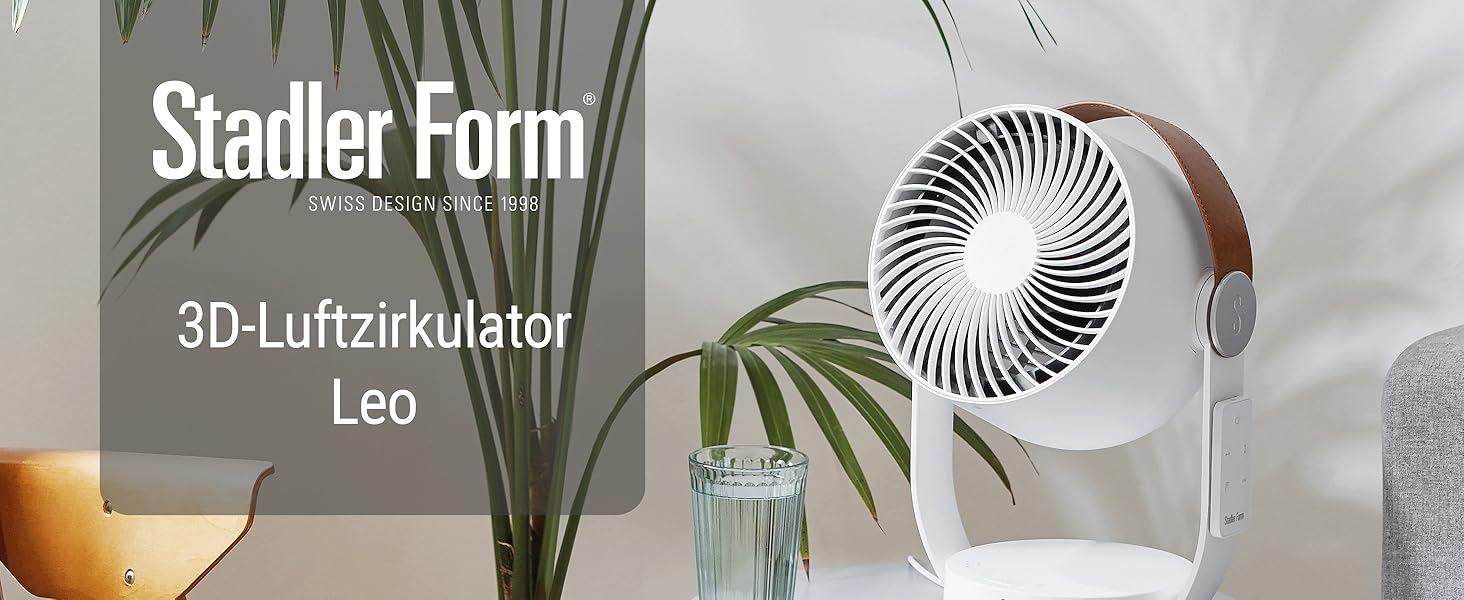 Повітряний циркулятор Stadler Form Leo, білий - вентилятор з поворотом 360°, дистанційне керування, радіус дії 8м