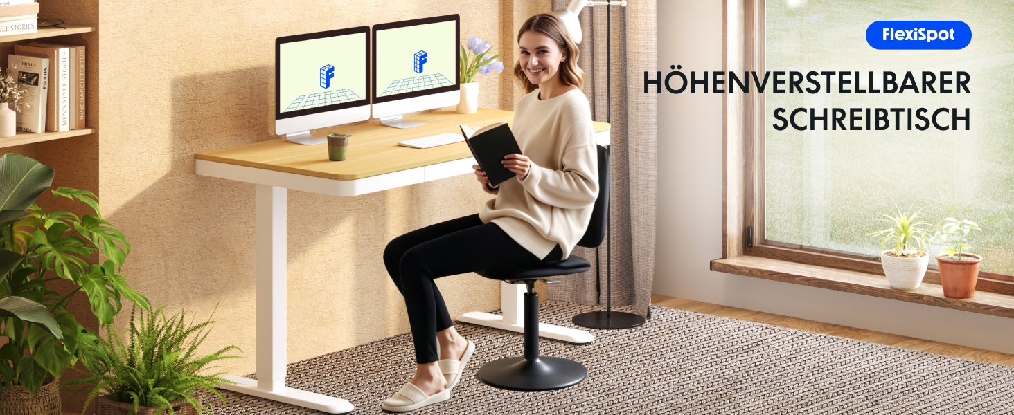 FLEXISPOT Electric Standing Desk with LED Display, Memory Function, USB Port & Drawer - 120x60cm Natural Oak