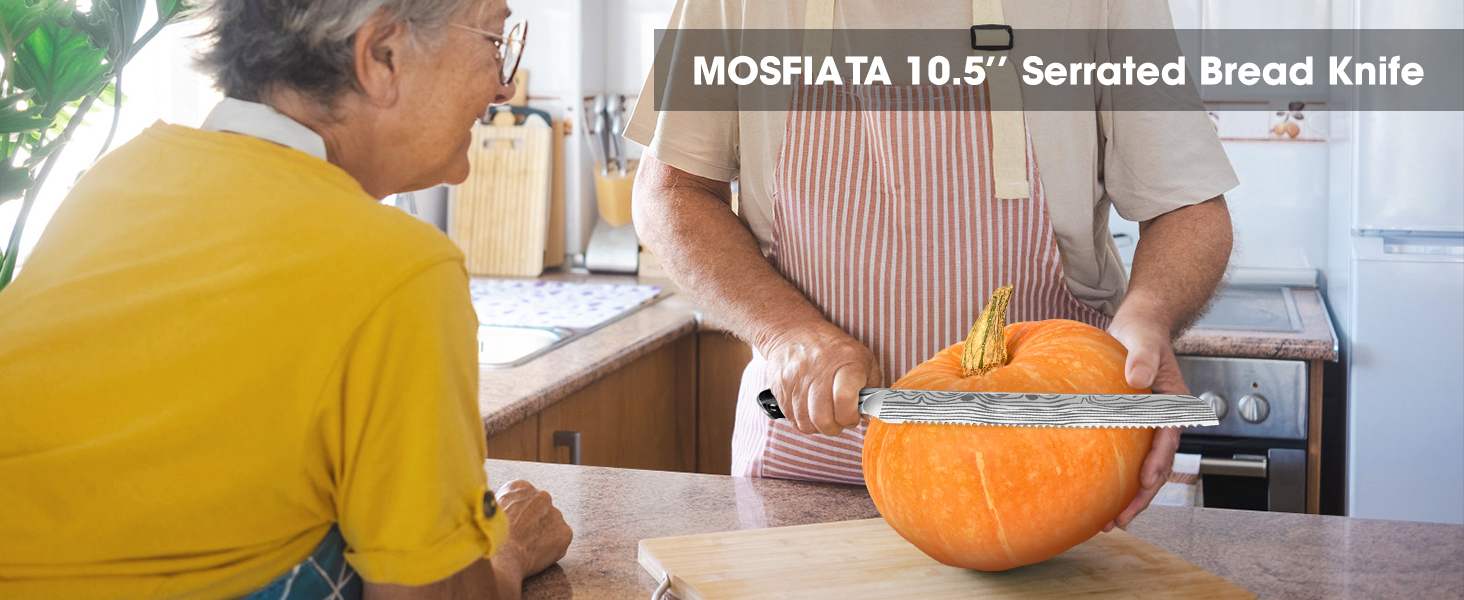 MOSFiATA Brotmesser 10 дюймів, хвилястий ніж для хліба, булочок та випічки - професійний ніж пекаря, для нарізання хліба, довгий ніж для хліба, ніж для булочок, елегантна подарункова упаковка