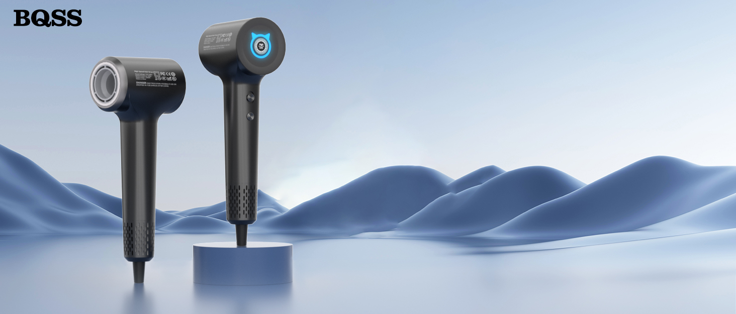 Föhn Ionen Supersonic Hair Dryer: 200 Million Negative Ion Hair Dryer with Quiet, Fast 110,000 RPM Motor, 57dB, Intelligent Thermostat for Travel - Dark Gray